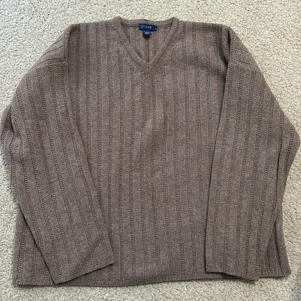 J Crew Women’s Sweater 100% Lambswool XL Taupe - Picture 3 of 6